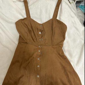 brand new suede tan dress with buttons